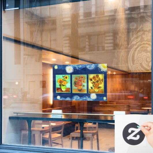 Van Gogh's beroemde zonnebloemen Raamsticker (Cafe Raam)