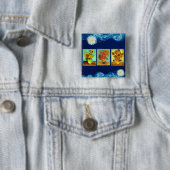 Van Gogh's beroemde zonnebloemen Vierkante Button 5,1 Cm (In situ)