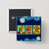 Van Gogh's beroemde zonnebloemen Vierkante Button 5,1 Cm (Voorkant /achterkant)