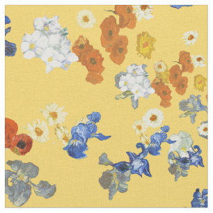 Van Gogh's Blauwe Iris Bloemen op Geel Stof