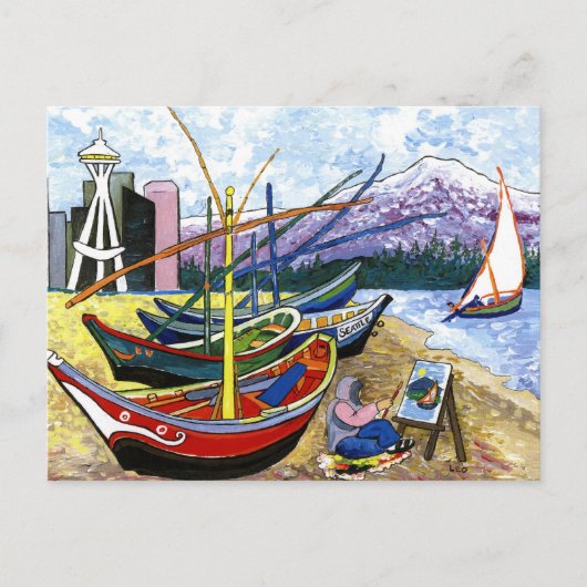 Van Gogh's Boats Briefkaart (Voorkant)