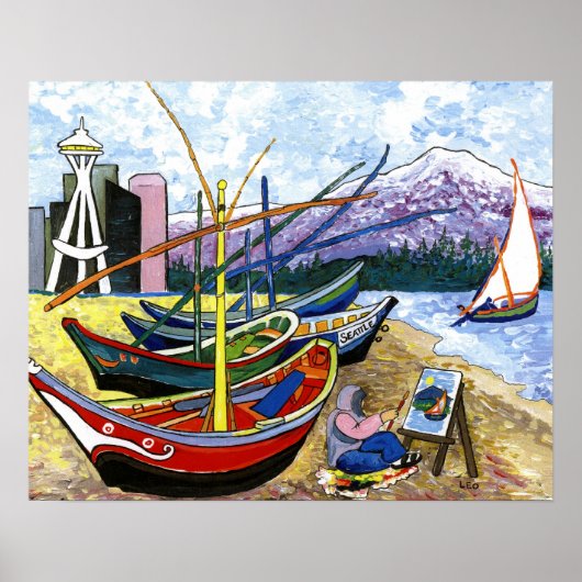 Van Gogh's Boats Poster (Voorkant)