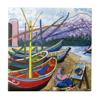 Van Gogh's Boats Tegeltje