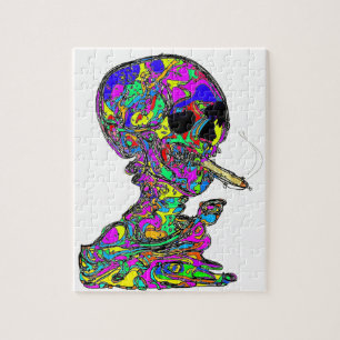 Van Gogh's Calavera Skull Smoking Cigarette Legpuzzel