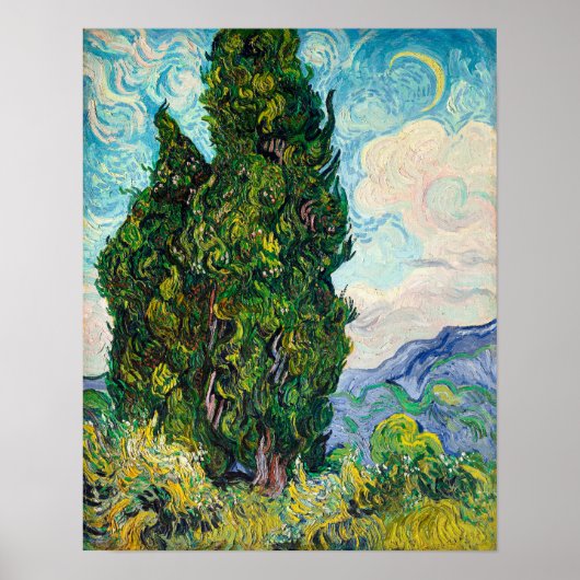 Van Gogh's Cypresses Poster (Voorkant)