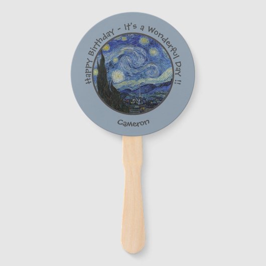 Van Gogh's De Sterrennacht Party Items Collectie Handwaaier (Voorkant)
