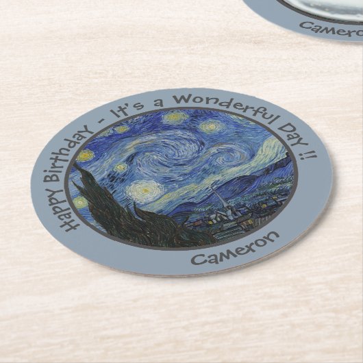 Van Gogh's De Sterrennacht Party Items Collectie Ronde Kartonnen Onderzetter (Gebogen)