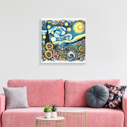 Van Gogh's Dreamscape Canvas kunstmuur (Insitu (Woonkamer))