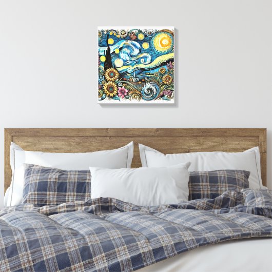 Van Gogh's Dreamscape Canvas kunstmuur (Insitu (Slaapkamer))