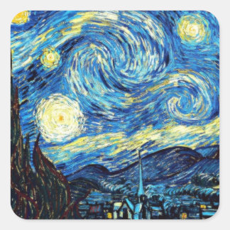 Van Gogh's famous painting, Starry Night Vierkante Sticker