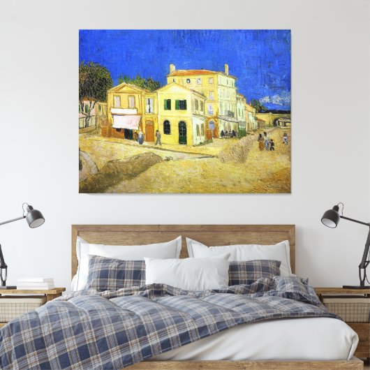 van Gogh's Gele House (Vincent's house in Arles) Canvas Afdruk (Insitu (Slaapkamer))