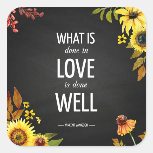 Van Goghs inspirerende liefdescitaat Sticker Seal (Voorkant)