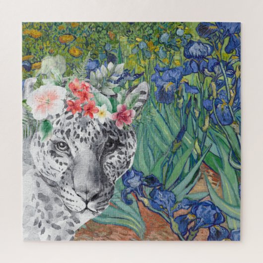 Van Gogh's Irises en Fancy Leopard Legpuzzel (Verticaal)