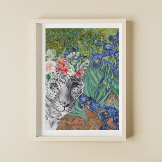 Van Gogh's Irises en Fancy Leopard Poster