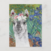 Van Gogh's Irises en Fancy Llama Briefkaart (Voorkant)