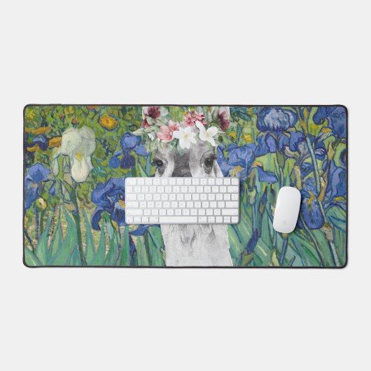 Van Gogh's Irises en Fancy Llama Bureaumat (Keyboard & Muis)