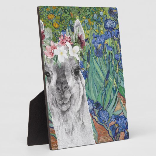 Van Gogh's Irises en Fancy Llama Fotoplaat (Zijkant)