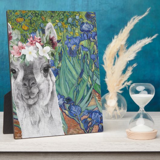 Van Gogh's Irises en Fancy Llama Fotoplaat (Zijkant)
