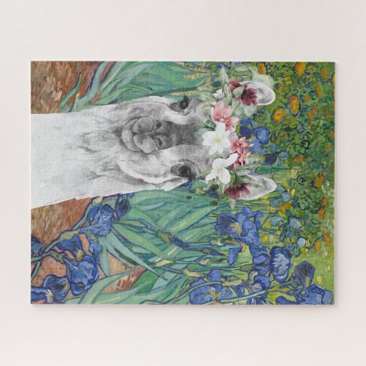 Van Gogh's Irises en Fancy Llama Legpuzzel (Horizontaal)