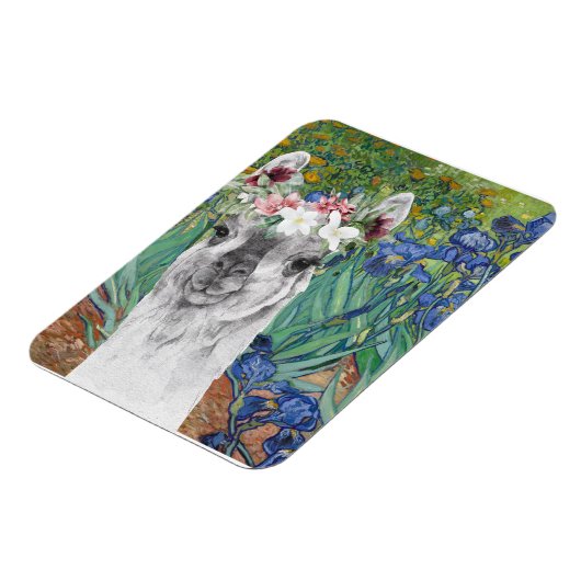 Van Gogh's Irises en Fancy Llama Magneet (Linkerzijde)