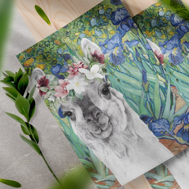 Van Gogh's Irises en Fancy Llama Scrapbook Paper (Creator heeft geüpload)
