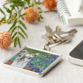 Van Gogh's Irises en Fancy Llama Sleutelhanger (Zijkant)