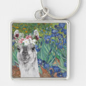 Van Gogh's Irises en Fancy Llama Sleutelhanger (Voorkant)