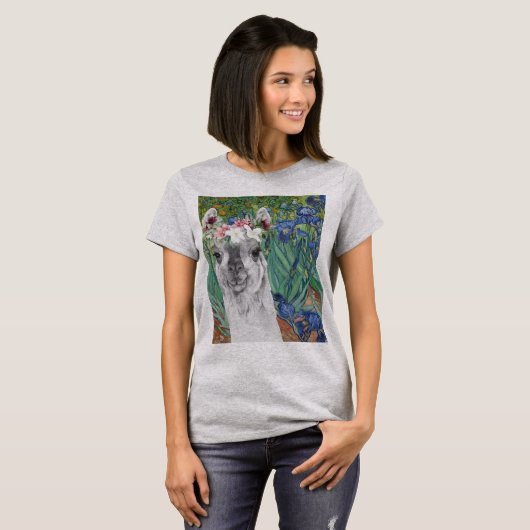 Van Gogh's Irises en Fancy Llama T-shirt (Voorkant volledig)