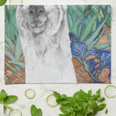 Van Gogh's Irises en Fancy Llama Theedoek (Gevouwen)