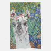 Van Gogh's Irises en Fancy Llama Theedoek (Verticaal)