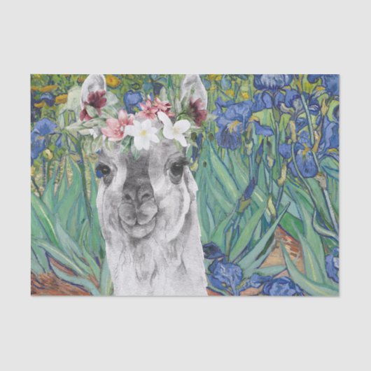Van Gogh's Irises en Fancy Llama Tissuepapier (Voorkant)