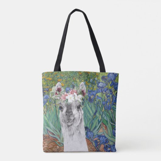 Van Gogh's Irises en Fancy Llama Tote Bag (Achterkant)