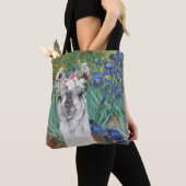 Van Gogh's Irises en Fancy Llama Tote Bag (Dichtbij)