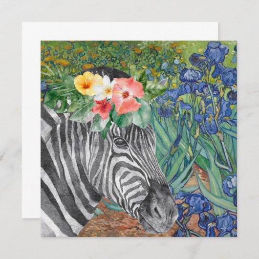 Van Gogh's Irises en Fancy Zebra Flat Kaart (Voorkant / Achterkant)