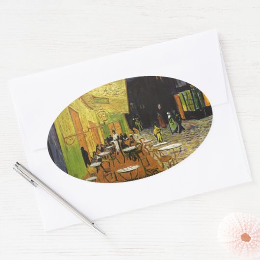 Van Gogh's Night Cafe Ovale Sticker (Envelop)