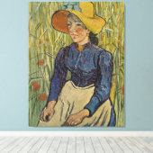Van Gogh's parelmeisje met gele Pet 1890 Canvas Afdruk (Insitu (Houten vloer))
