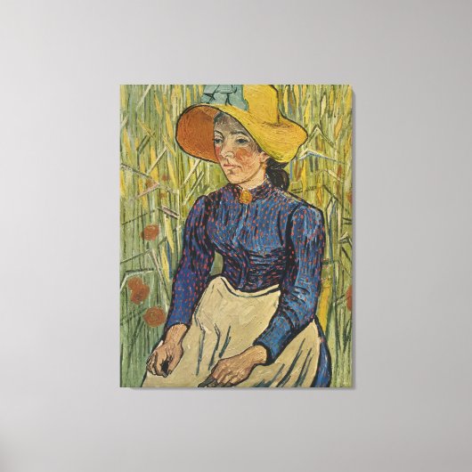 Van Gogh's parelmeisje met gele Pet 1890 Canvas Afdruk (Voorkant)