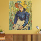 Van Gogh's parelmeisje met gele Pet 1890 Canvas Afdruk (Insitu (Woonkamer))