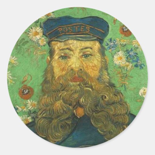 Van Gogh's Postman Ronde Sticker (Voorkant)