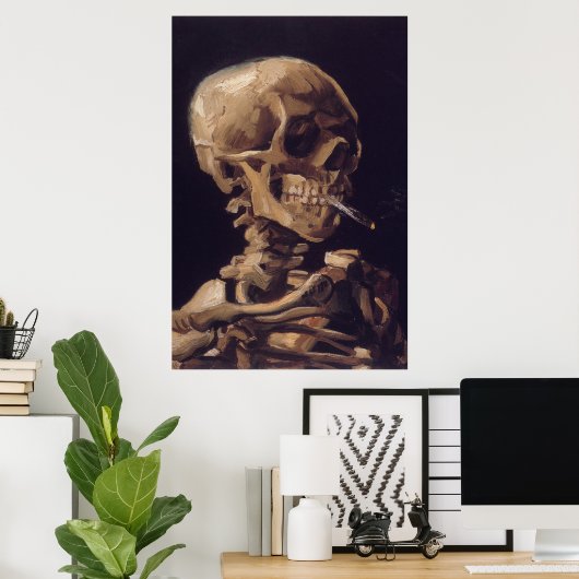 Van Gogh's Skeleton with Burning Cigarette Poster (Thuiskantoor)