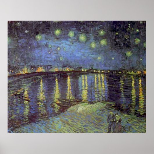 Van Gogh's Starry Blue Night Over Rhone Painting Poster (Voorkant)