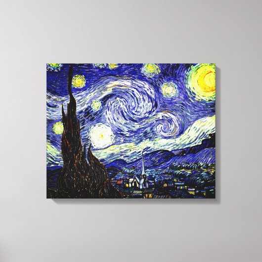 Van Gogh's Sterrennacht, 1889 Canvas Afdruk (Voorkant)