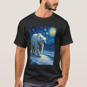 Van Gogh's sterrennacht ijsbeer dier T-shirt