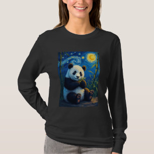 Van Gogh's Sterrennacht Panda Bamboe Beer Dier L T-shirt