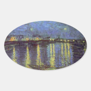 Van Gogh's Sterrennacht schilderen Ovale Sticker