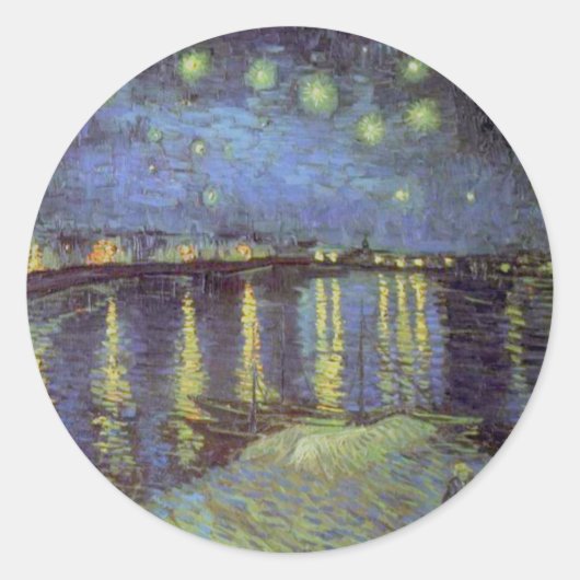 Van Gogh's Sterrennacht schilderen Ronde Sticker (Voorkant)