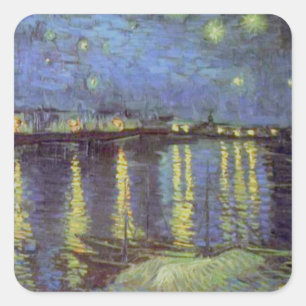 Van Gogh's Sterrennacht schilderen Vierkante Sticker