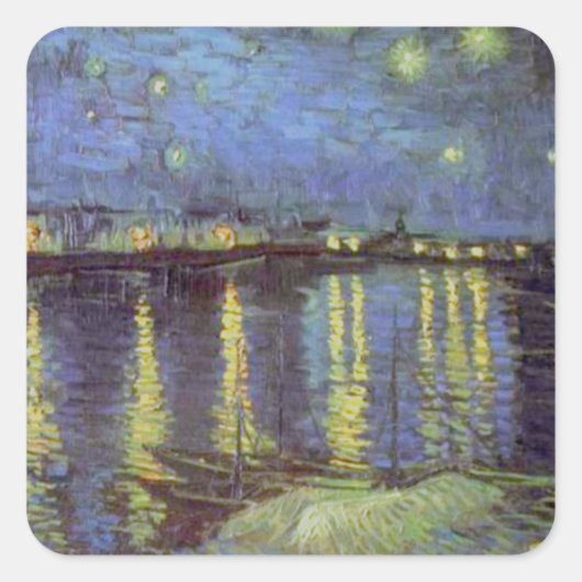 Van Gogh's Sterrennacht schilderen Vierkante Sticker (Voorkant)