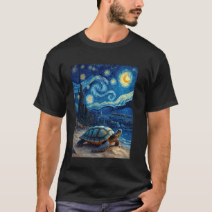 Van Gogh's Sterrennacht Schildpad Schelp Reiziger  T-shirt