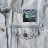 Van Gogh's Sterrennacht Vierkante Button 5,1 Cm (In situ)